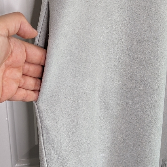 Joh Faux Genuine Suede Short Sleeve Western Bottom Fringe Dress Light Gray M - Picture 9 of 15